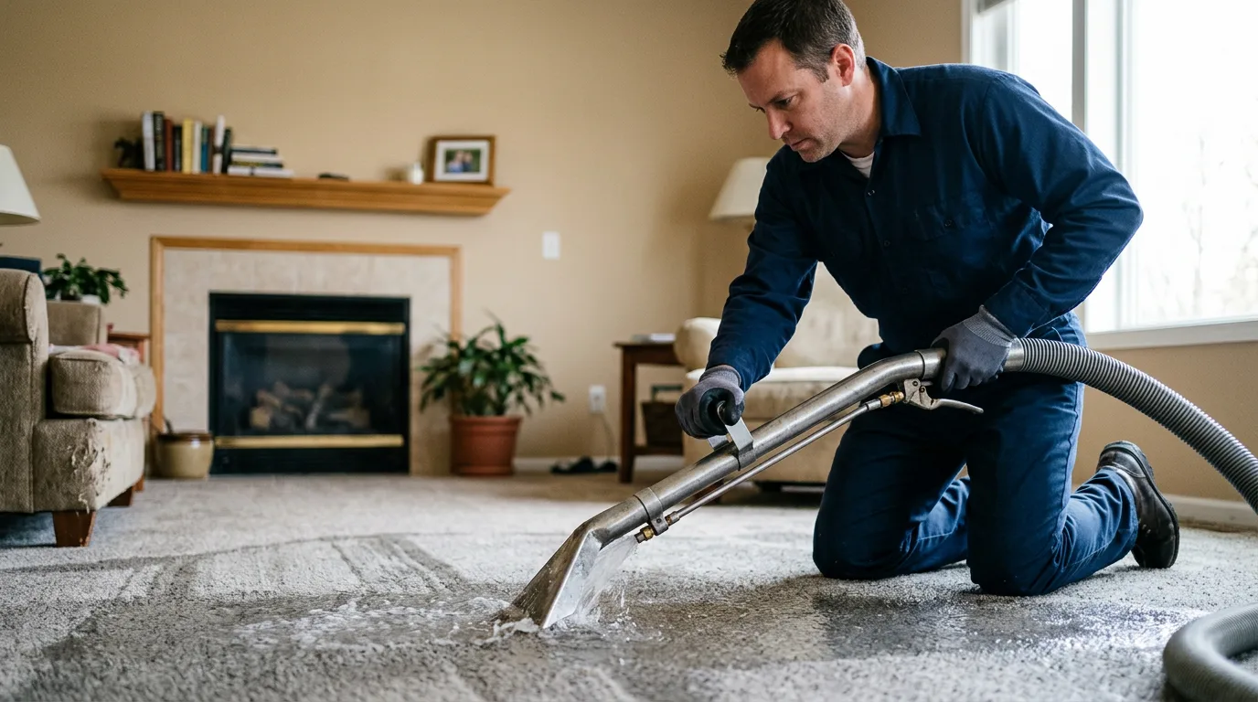 Water damage restoration technician working near Corinth, VT